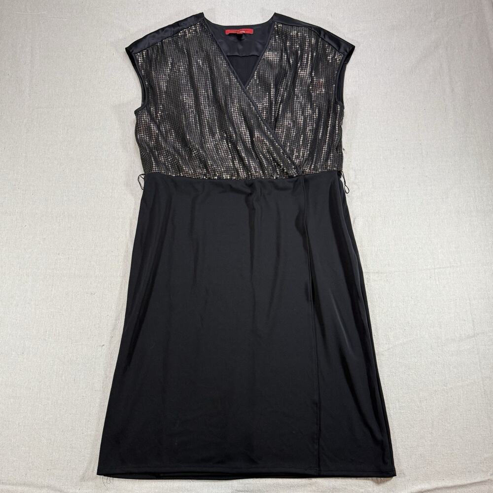 Narciso Rodriguez for Design Nation Sequin Wrap Dress Women's Large Black Midi